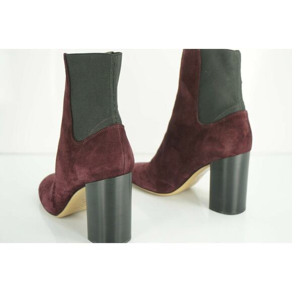 Rag & Bone Agnes Wine Suede Leather Heels Ankle Boots  Stretch  Chelsea - Picture 3 of 11